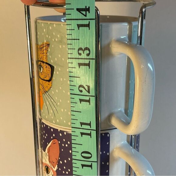 Stacking kitty cat Swifty mugs in stainless steel mug holder - Picture 5 of 16
